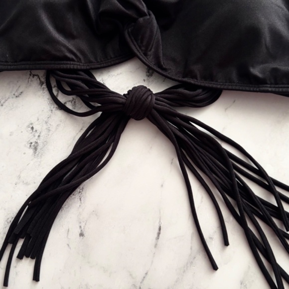 Victorias Secret Swim Nwt Black Macrame Strappy Tie BikinI Top XS - Picture 3 of 5